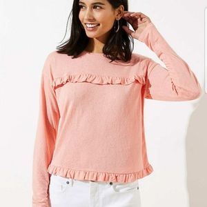LOFT RUFFLED CROPPED LONG SLEEVE TEE